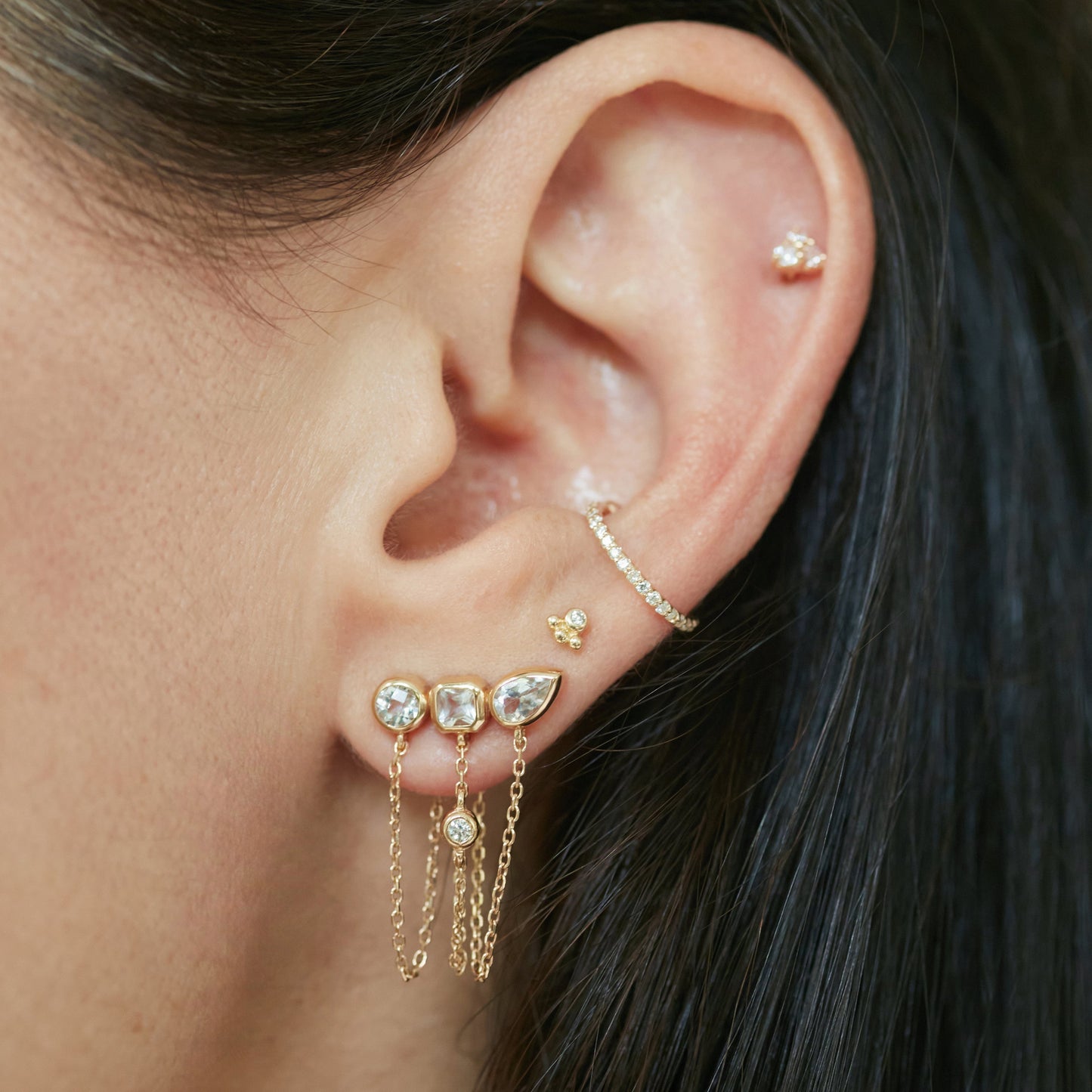 Stainless Steel Zircon Tassel Light Luxury Earrings