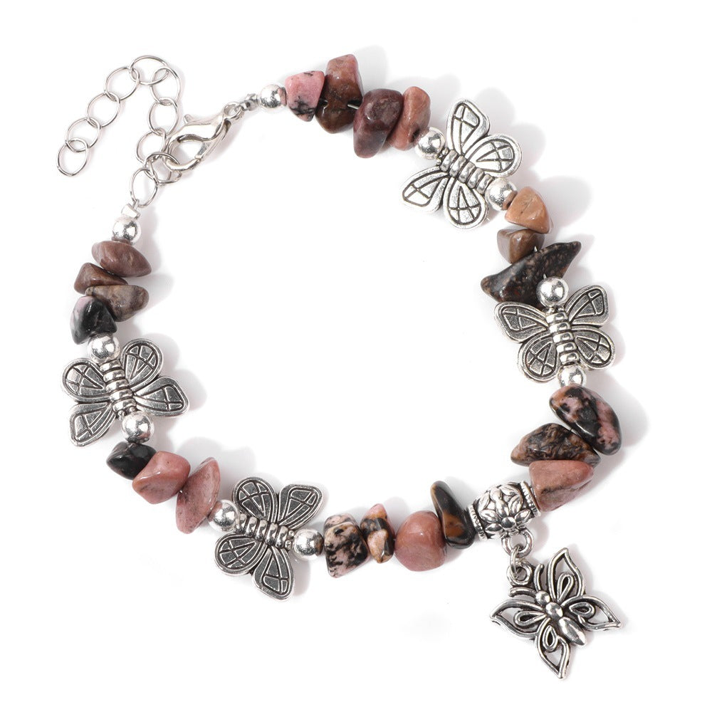 Bracelets en gravier et papillon vintage pour femmes et hommes