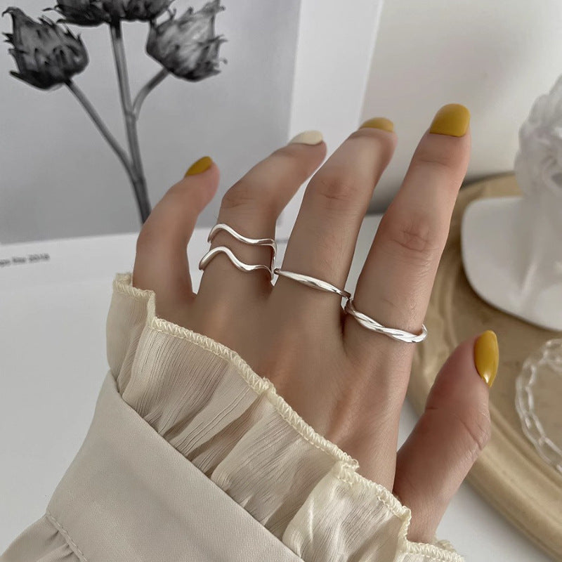 Simple Female Cold Style Fashion Twin High Sense Switchable Rings