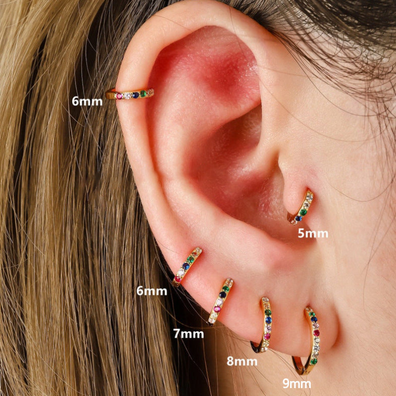 Mini Small Eardrop Colorful Crystals Rose Ear Buckle