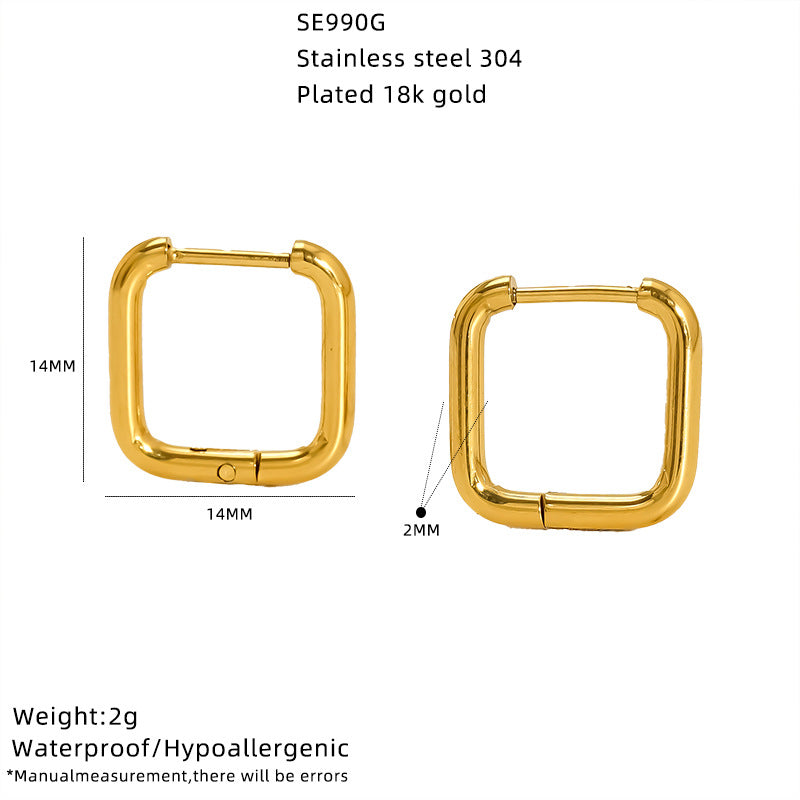 Stainless Steel Simple Geometric Gold Hexagon Personality Titanium Ear Rings