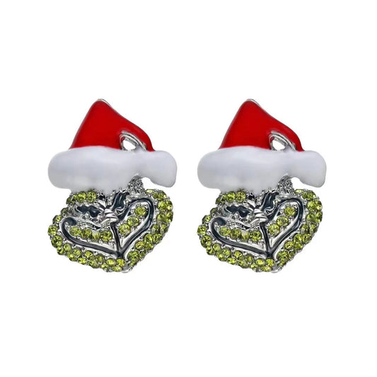 Santa Claus Diamond Enamel Personality Trendy Earrings