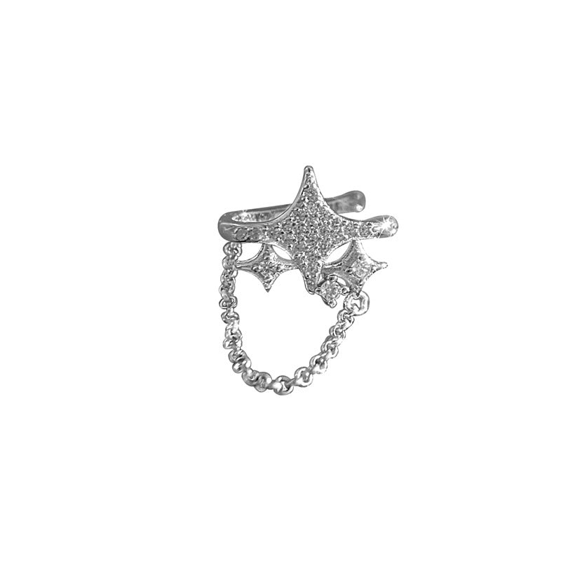 Four Stars Geometric Asterism Rhinestone Personality Sweet Cool Rings