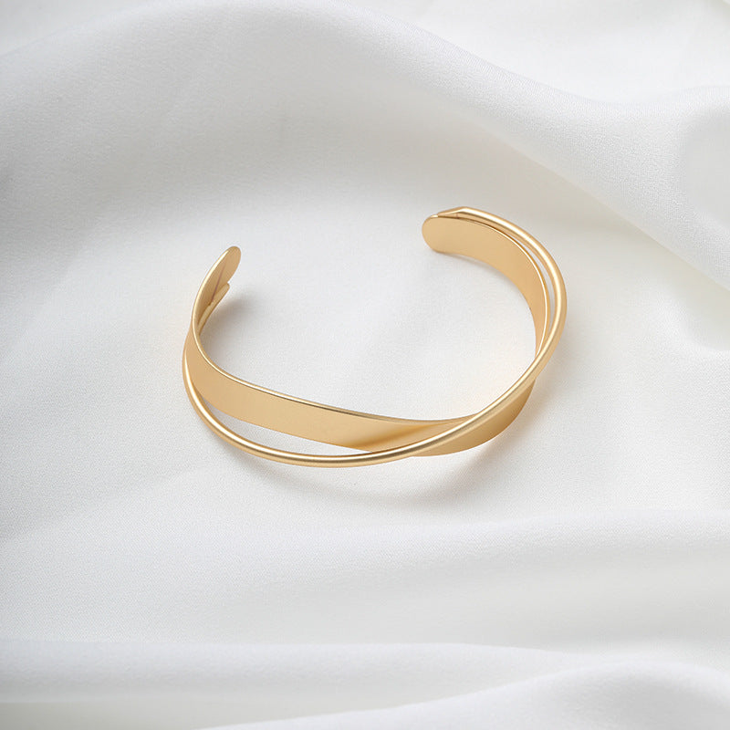 Cross Matte Gold Open-ended Niche Design Bracelets