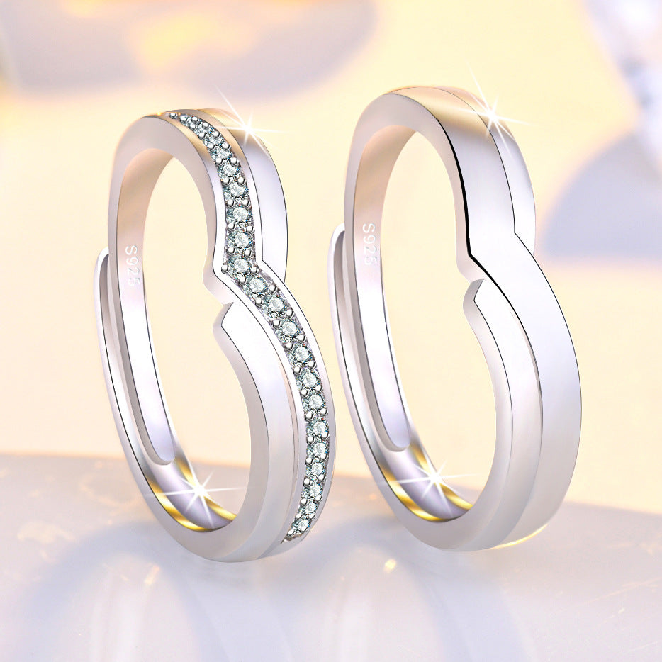 Women's & Men's Couple And Overlapping Design Light Luxury Gang Drill Rings