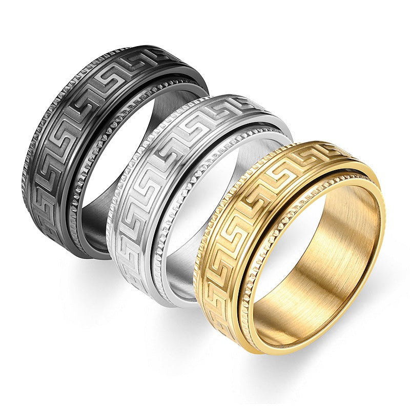 Men's Titanium Steel Decompression Rotating Fashion Couple Rings