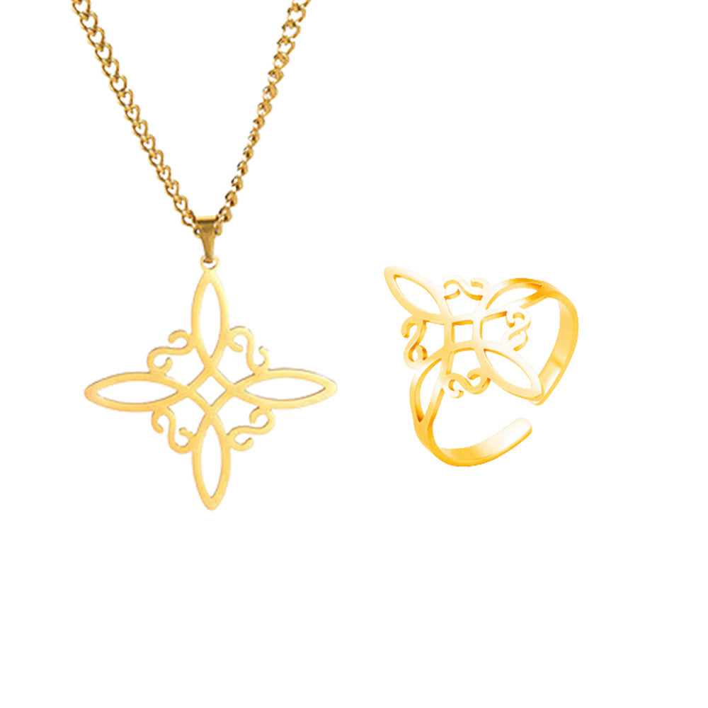 Witch Knot S-shaped Cut Stainless Steel Jewelry Set