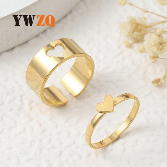 Women's Personality Couple Love Butterfly Peach Heart Suit Rings