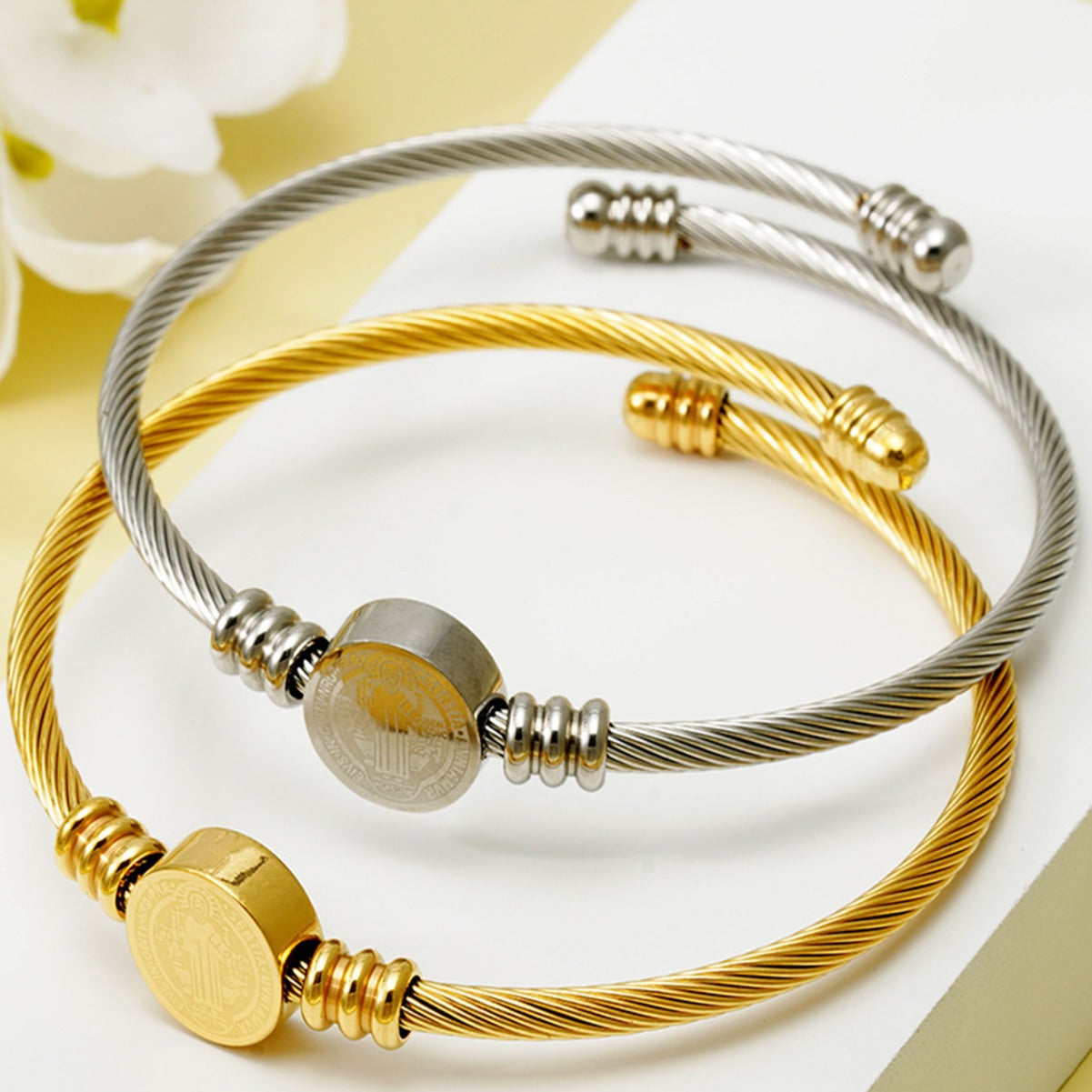 Trendy Stainless Steel Adjustable Opening Priest Religious Bracelets