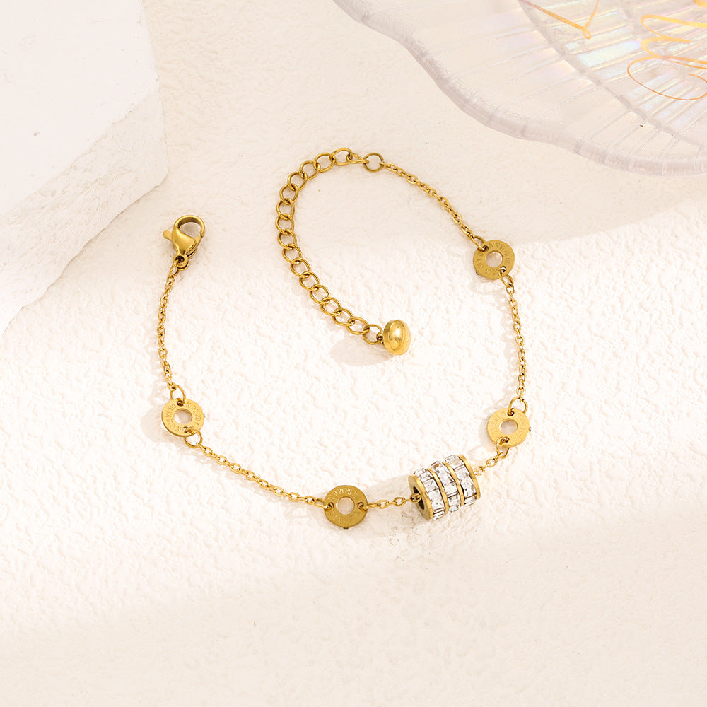 Small Waist Roman Digital Titanium Steel Personality Affordable Luxury Fashion Bracelet