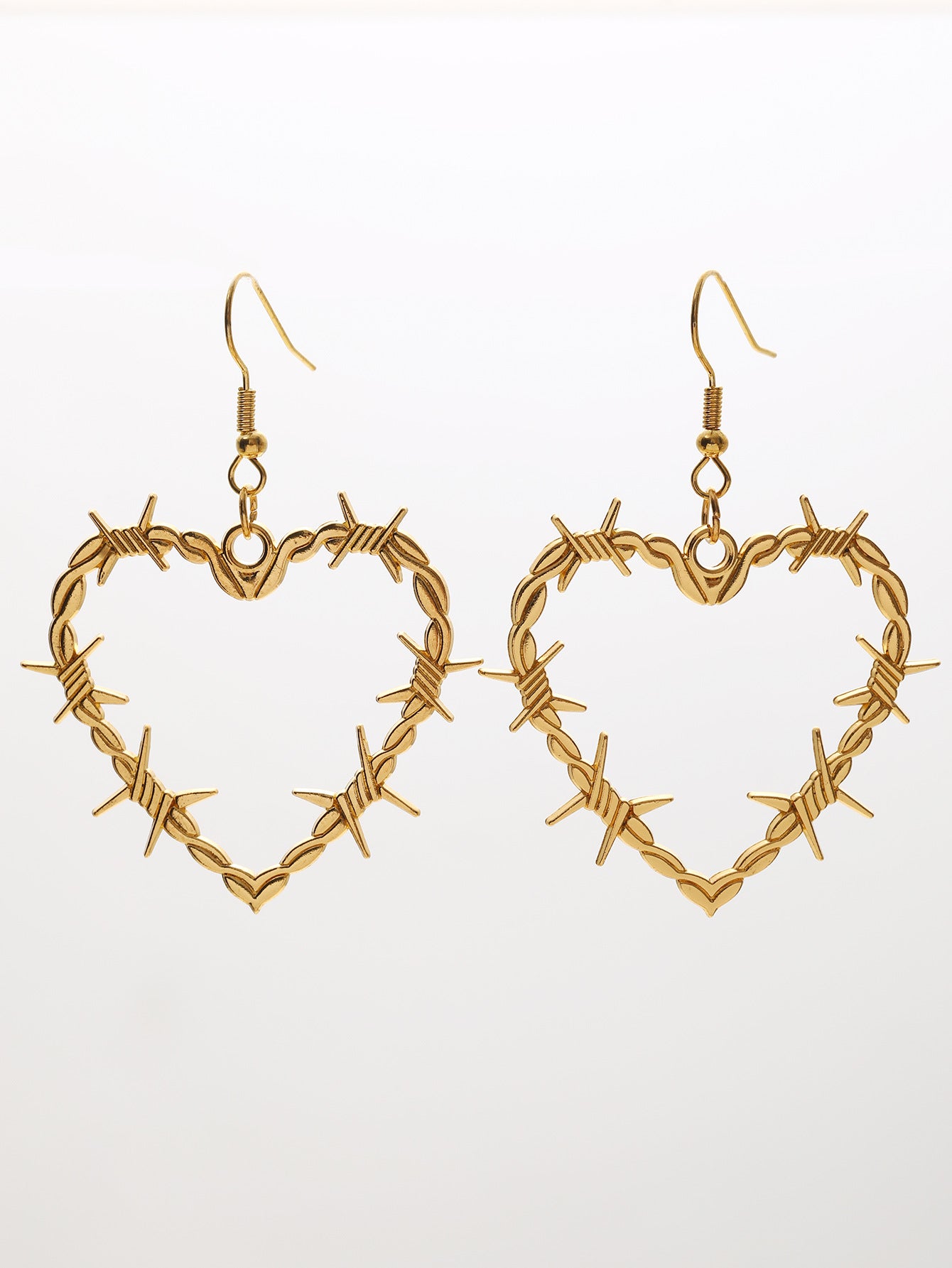 Barbed Wire Heart Gothic Pendant Metal Earrings