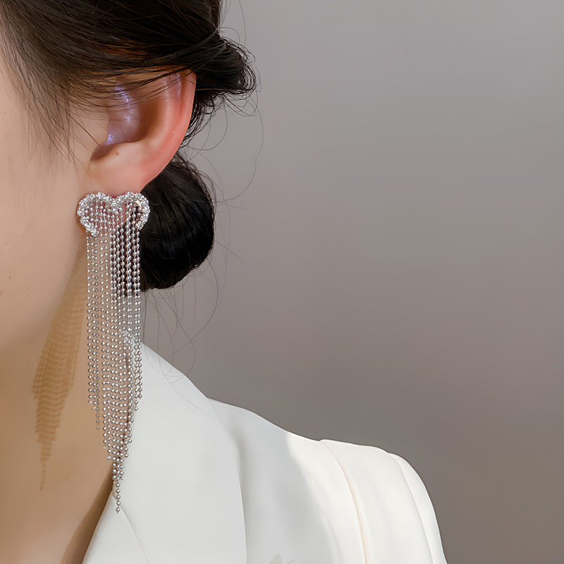 Boucles d'oreilles longues en diamant de style coréen sauvage pour femmes