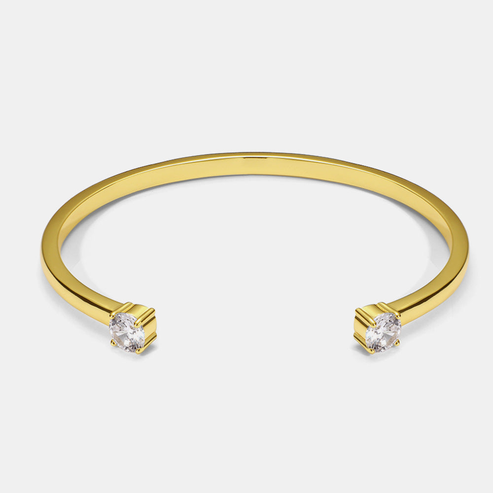 Niche Personality Minimalist Double Zircon Opening Gold-plated Copper Bracelets