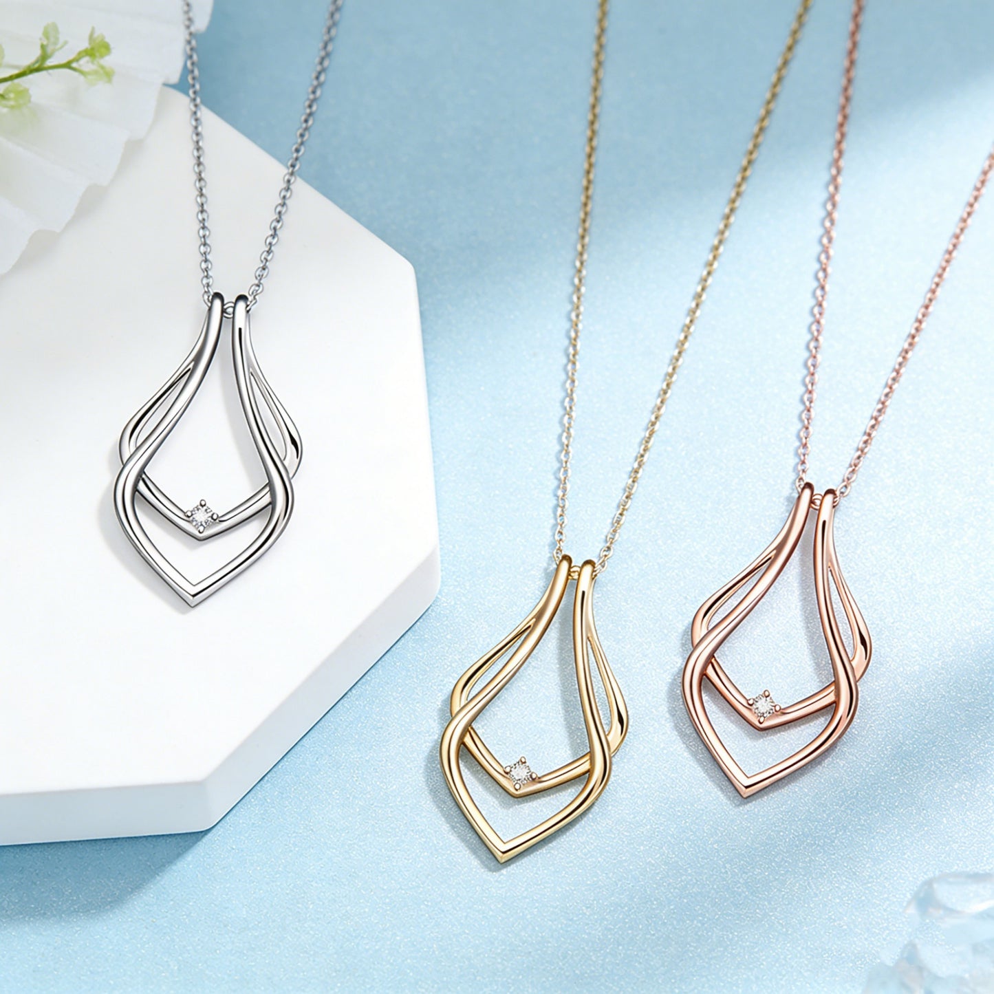 Geometric Water Drop Titanium Steel Niche Necklace