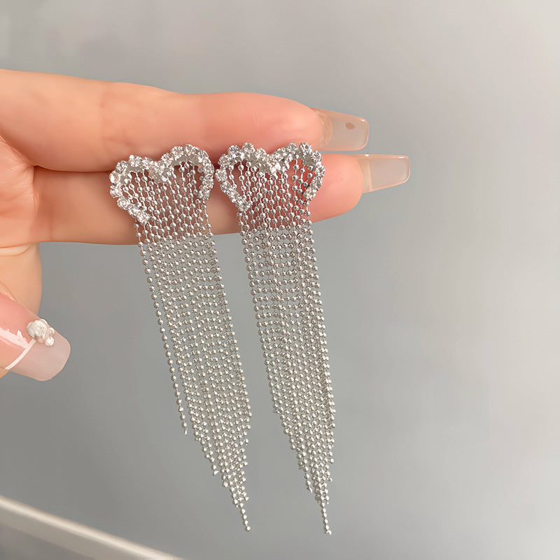 Boucles d'oreilles longues en diamant de style coréen sauvage pour femmes