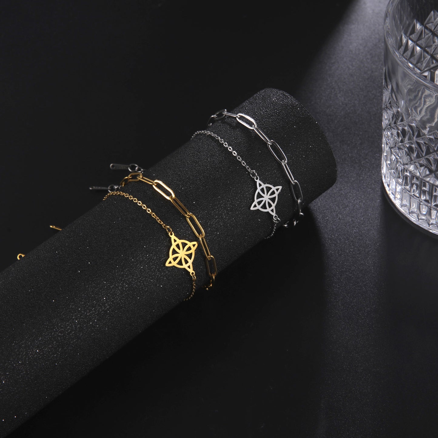 Witch Knot S-shaped Cut Stainless Steel Jewelry Set