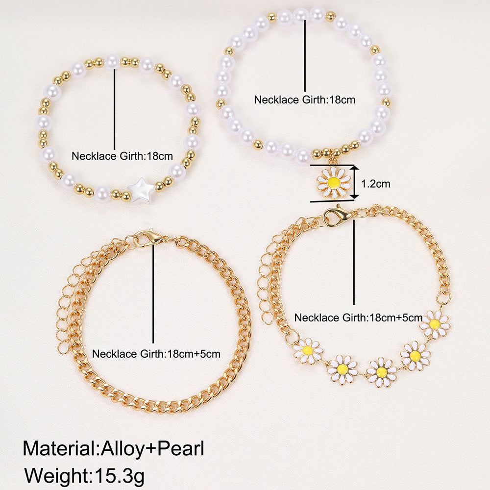 Ensemble de costume de perles dorées pour femmes, Bracelets créatifs