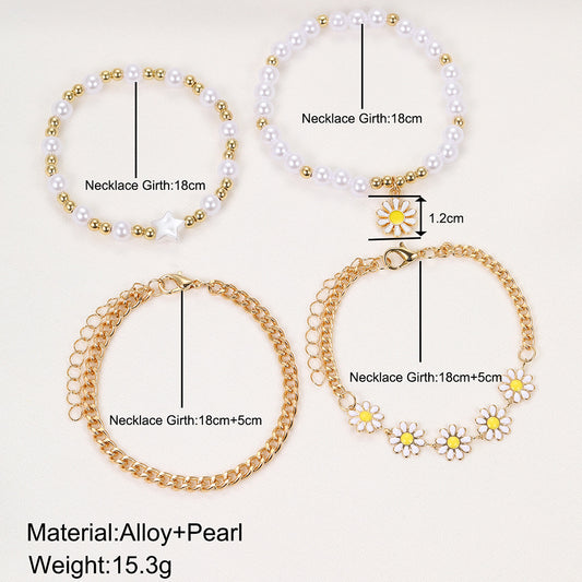 Women's Golden Beads Pearl Suit Set Creative Bracelets