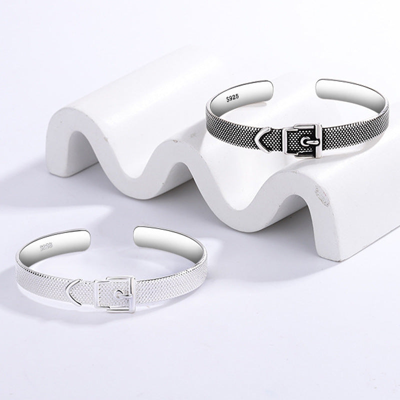 Unique Buckle Trendy Design Personality Sier-plated Bracelet