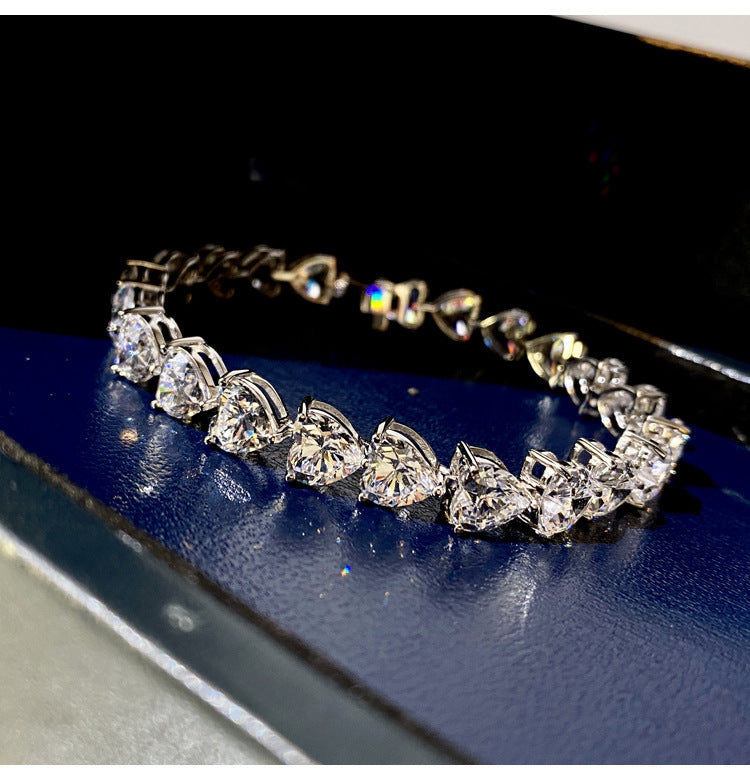 Moissanite Heart Female Design Simple Full Diamond Bracelets