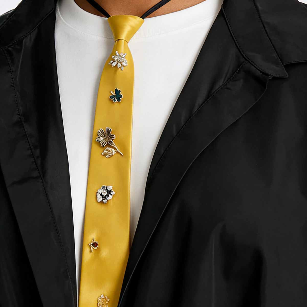 Creative Retro Suit Tie Personalized Alloy Flower Necklace