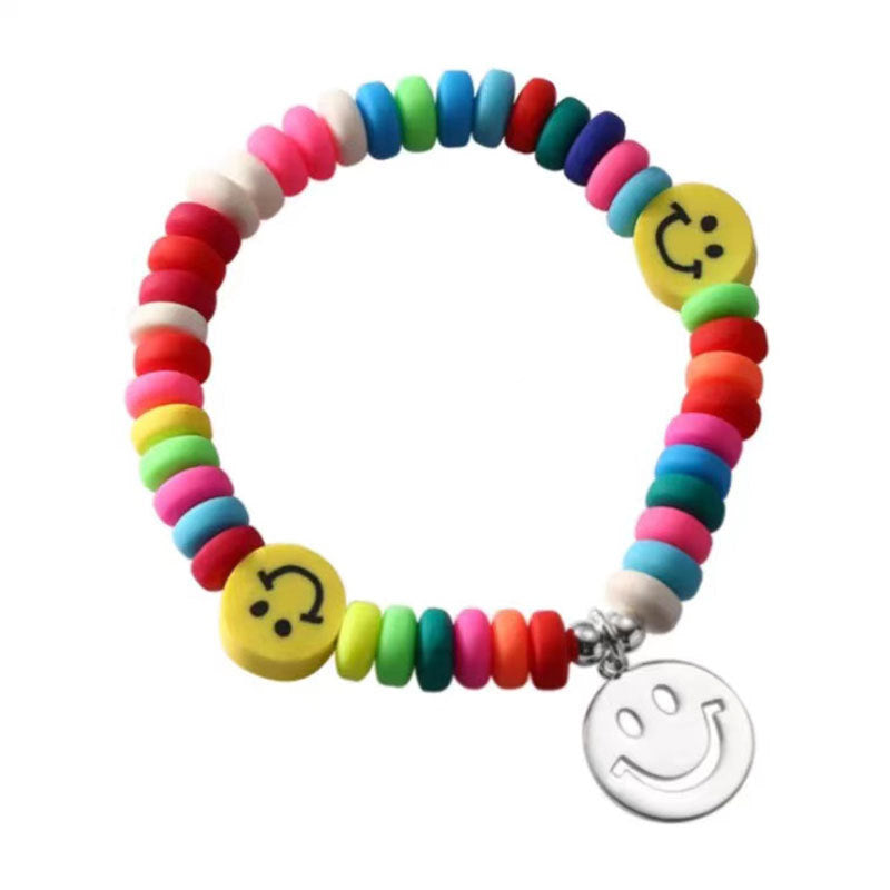 Handgefertigte elastische Armbänder im Regenbogen-Smiley-Stil