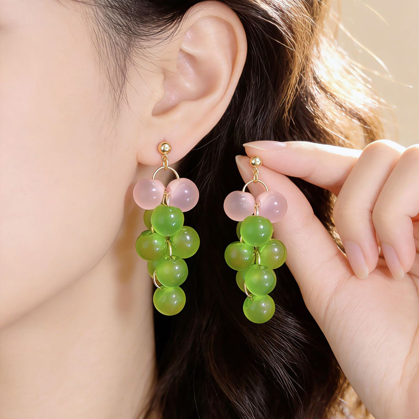 Sweet Grape Bubble Atmosphere Green High Sense Ear Earrings