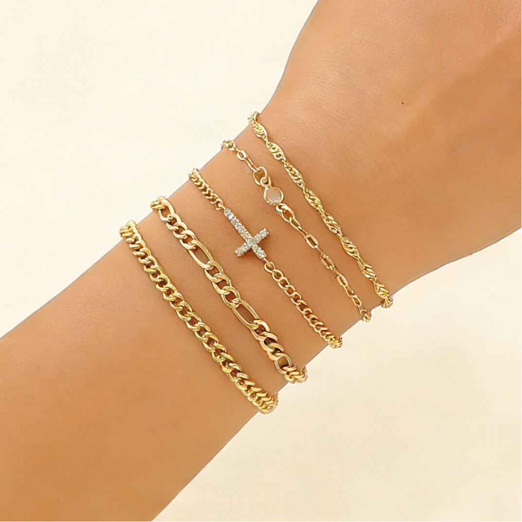Durable Women's Chain Layered Retro Simple Bracelet