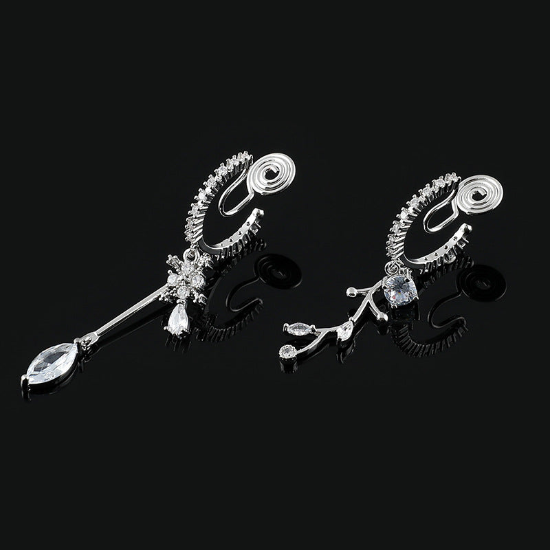 Top Floor 2 Kim Eardrops Zircon Sier Needle Rings