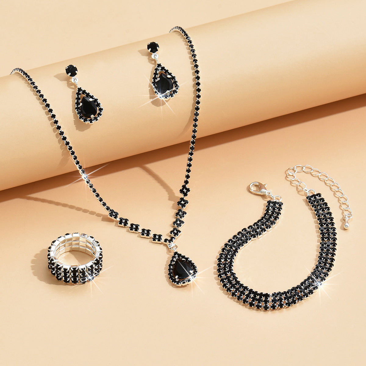 Zircon Water Drop Eardrops Bride Wedding Jewelry Set