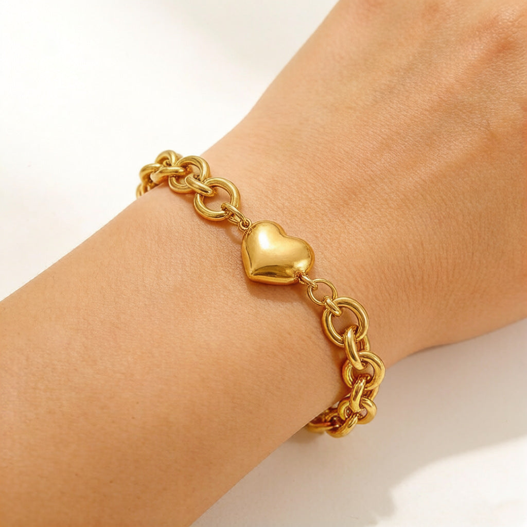 Women's Heart-shaped Titanium Steel Versatile Style Fashion Bracelet
