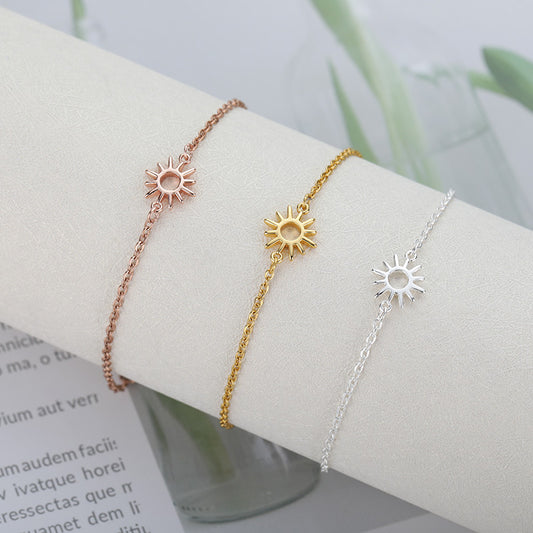 Popular Sun Hollow Gold Plated Chain Stainless Bracelets