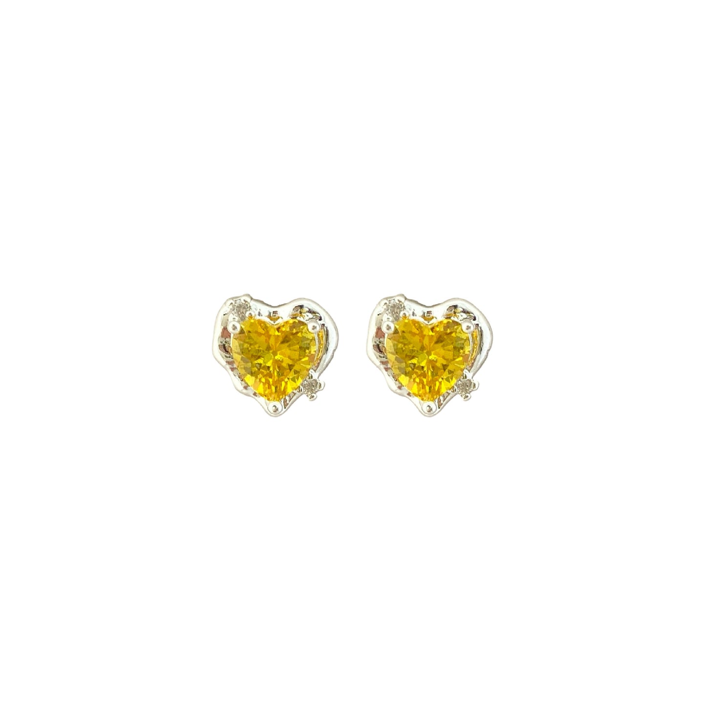 Fresh Sweet Black Agate Yellow Diamond Heart Shape Ear Clip