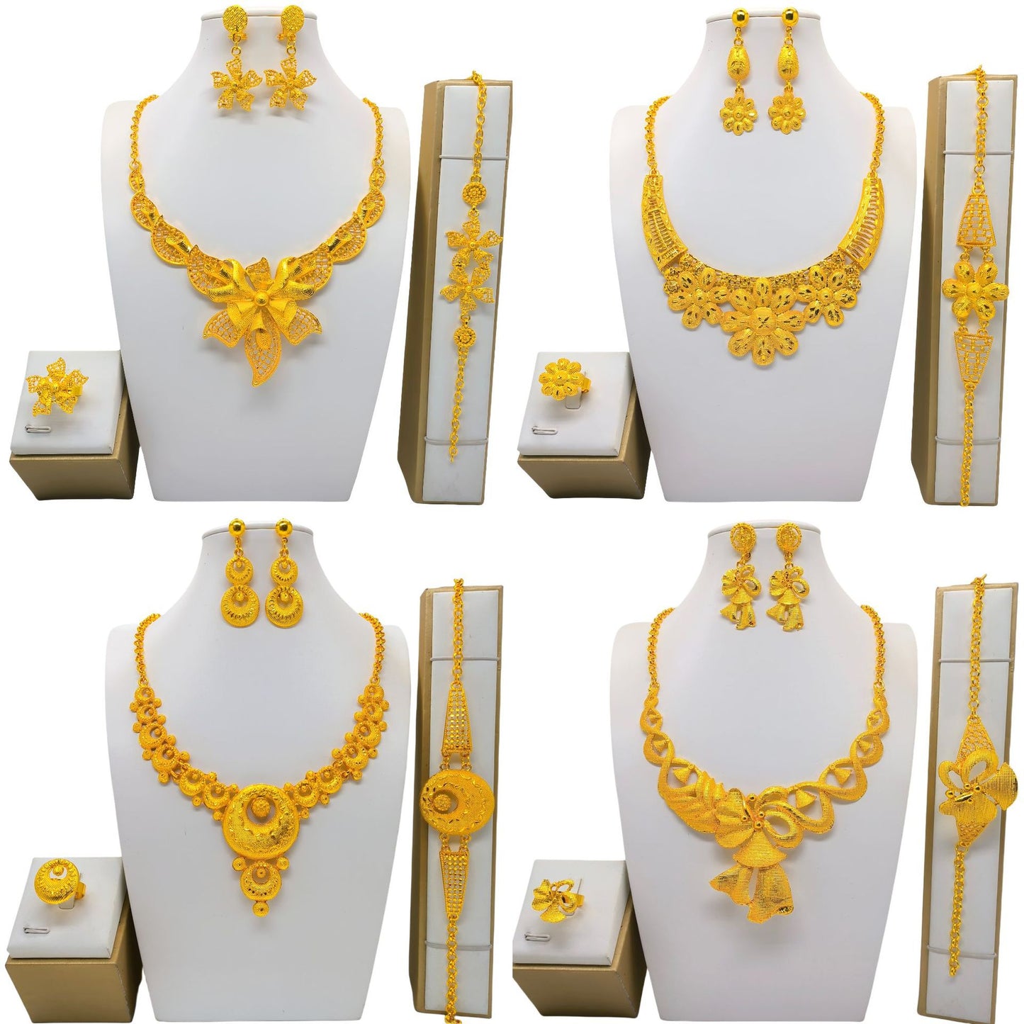 Charming Elegant Slouchy Saudi Bridal Wedding Jewelry Set
