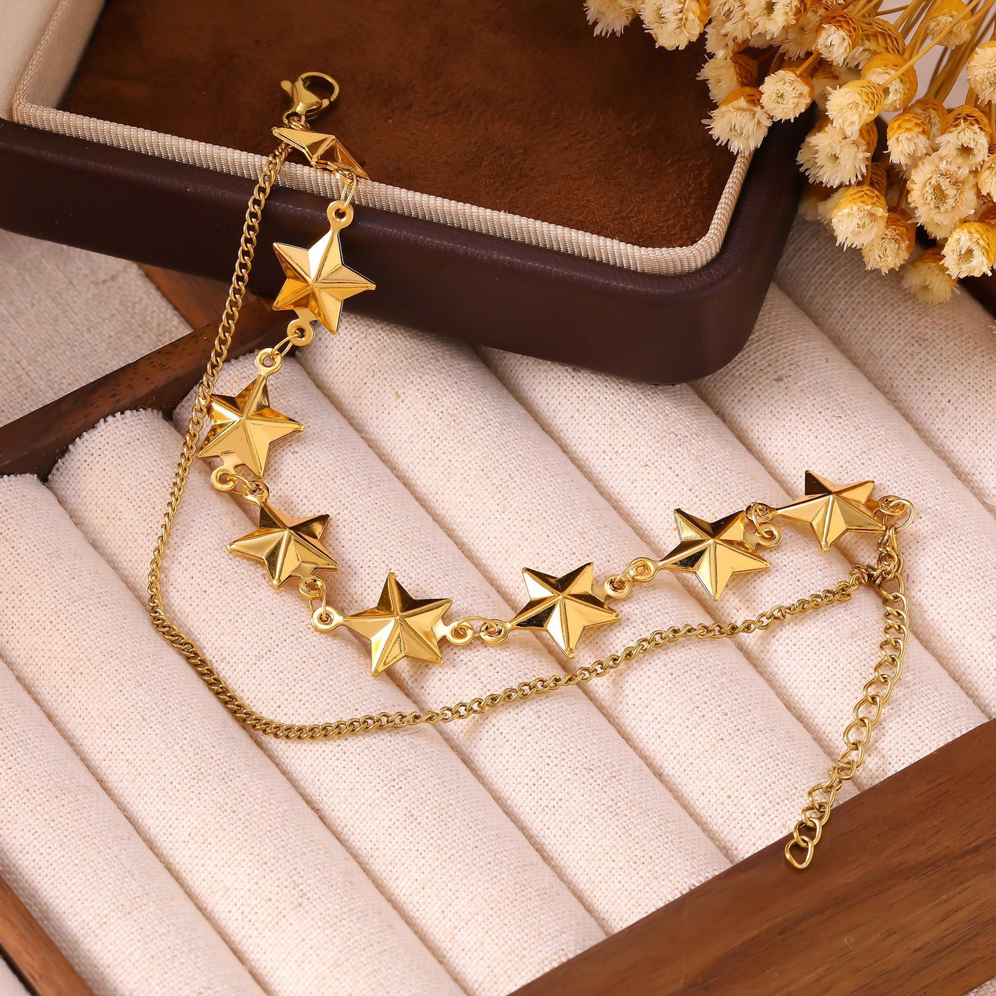Women's French Minority Simple Stainless Steel Double Layered Gold Titanium Bracelet