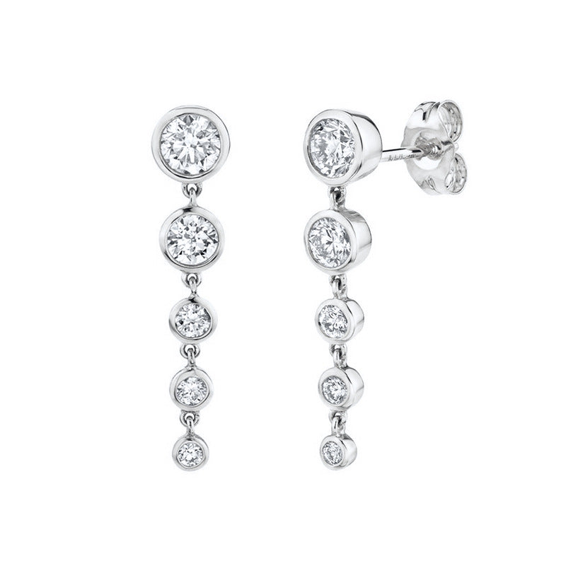 Sier Needle Tail Chain Rhinestone Creative Simple Zircon Stud Earrings