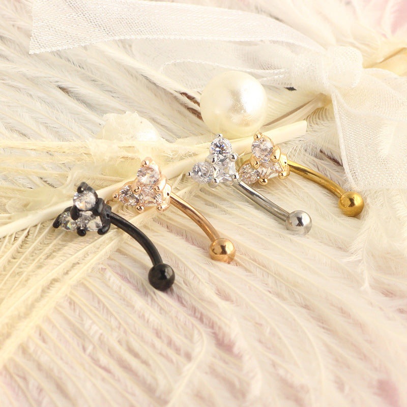 Inlaid Zircon Love Ear Bone Screw Twist Ball Arc Piercing Stud Earrings