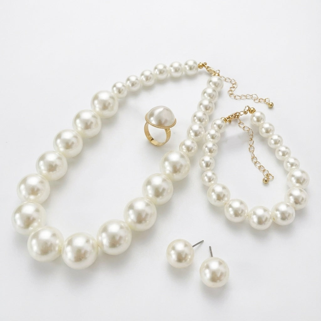Retro Large Particle Imitation Pearl Female Bride Earrings