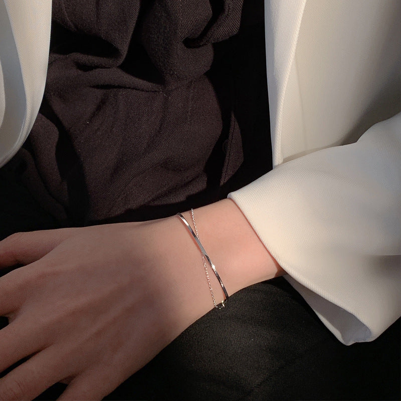 Bracelets de haute qualité à chaîne brillante Sier, conception de niche simple