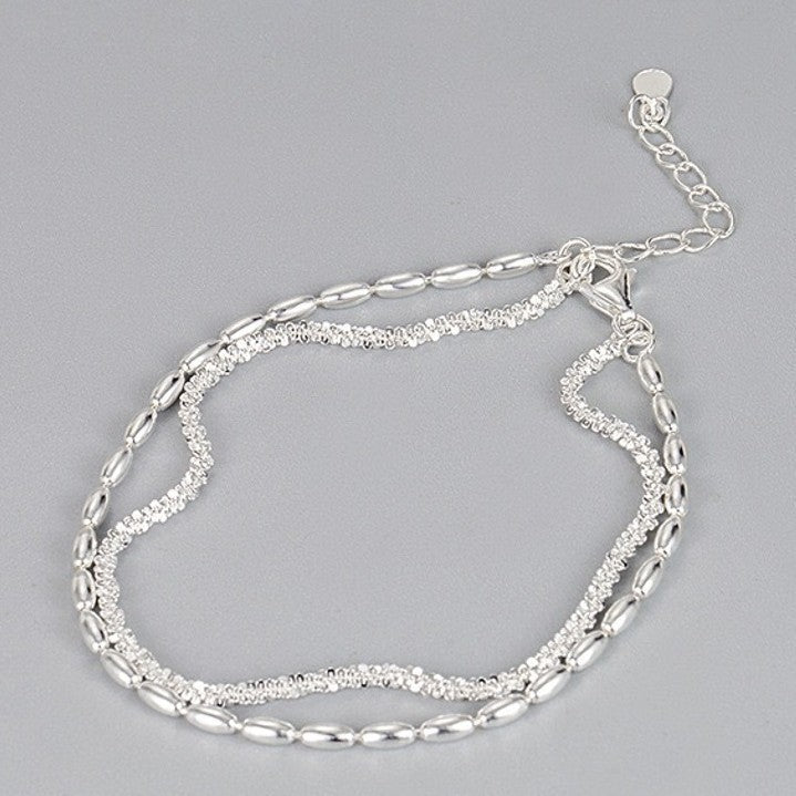 Of Rice Female Plain Sier Style Twin Bracelet