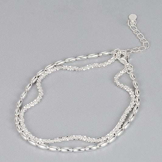 Of Rice Female Plain Sier Style Twin Bracelet