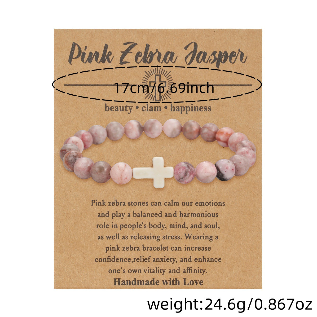 Cross Natural Stone Beaded Tigereye Volcanic Rock Adjustable Bracelet