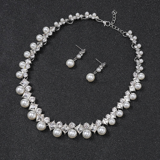 Pearl Gem Female Light Luxury Minority Sweater Jewelry Set