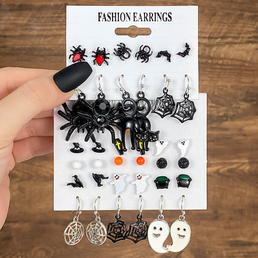 Halloween Personalized Niche Dripping Bat Spider Earrings