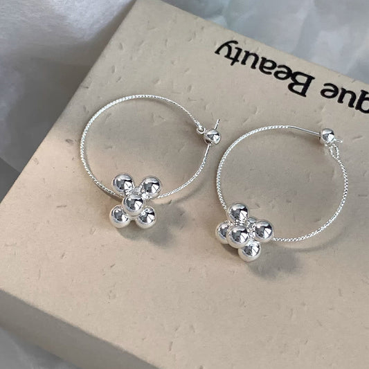 Women's Needle Circle Floral Ball Design Sense Ear Simple Temperament Earrings