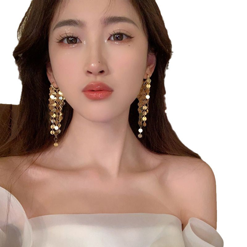 Women's Sequin Tassel Ear Clip High-grade Light Rings