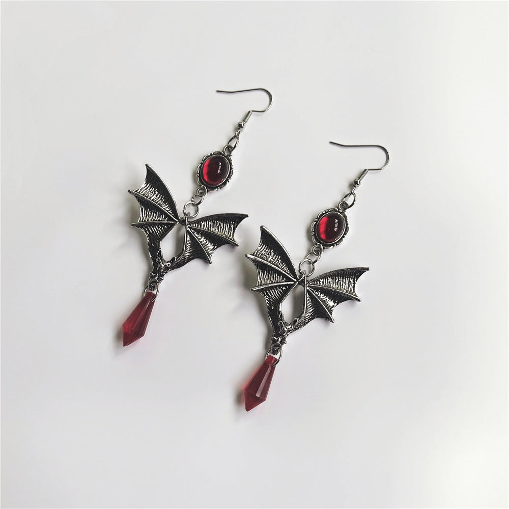 Punk-Stil Schmuck Gothic Fledermaus rote Ohrringe