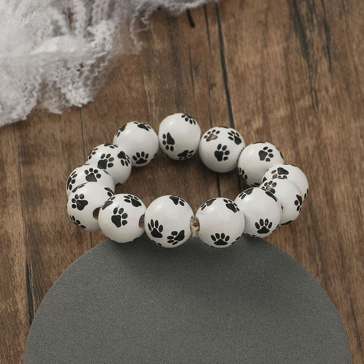 Women's Personality Fashion Wooden Bead Pumpkin Spider Printed Bracelets