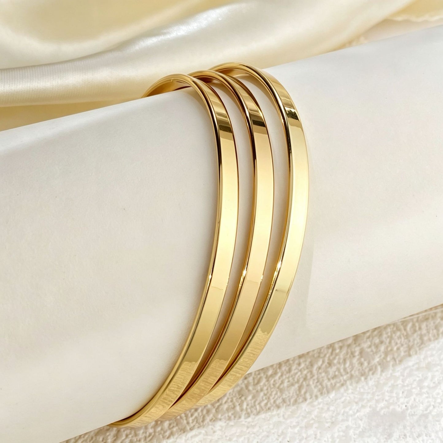 Stackable Stainless Steel Square Thread Twist Bracelet
