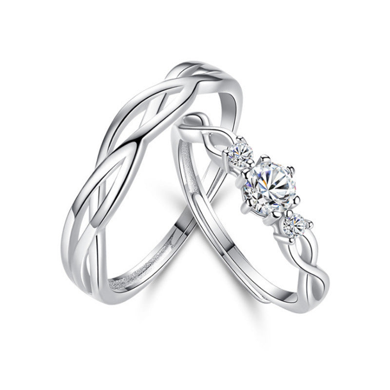 Women's & Men's Simple Simulation Zircon Diamond Open Couple Price Starting From 2 Rings